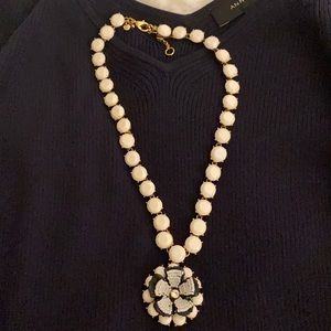 Navy and white/cream flower necklace